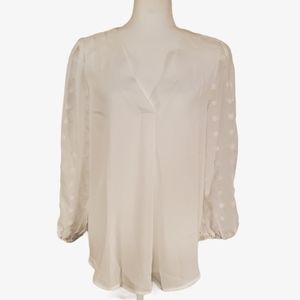 Off White Polka-Dot Sleeve Top